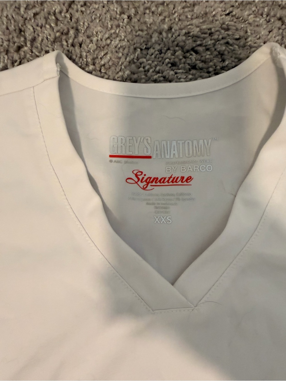 Grey's Anatomy White V-Neck Medical Scrub Top